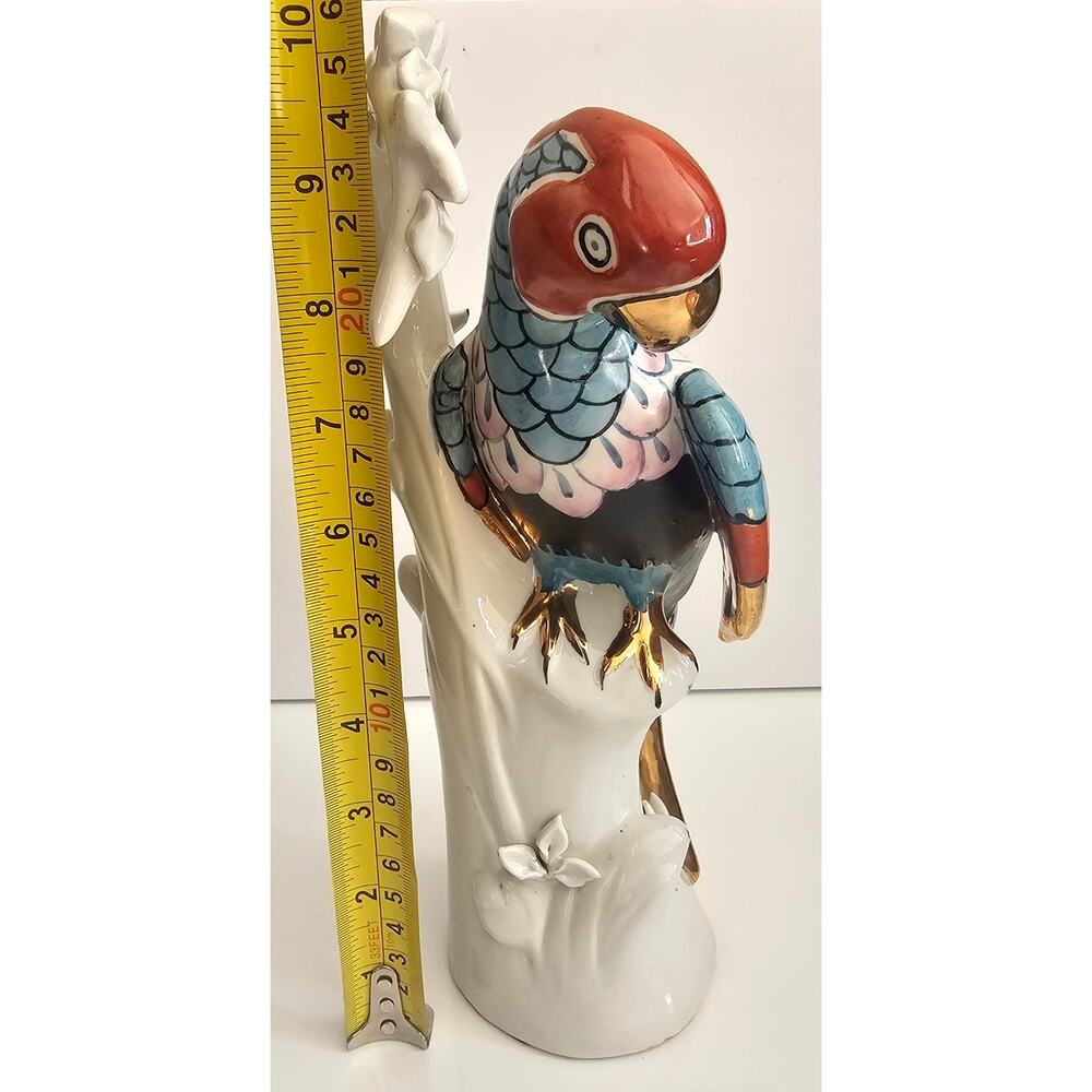 Kinder-Harris Macaw Parrot Figurine Sculpture Hand painted Porcelain Gold Gild - Picture 5 of 9